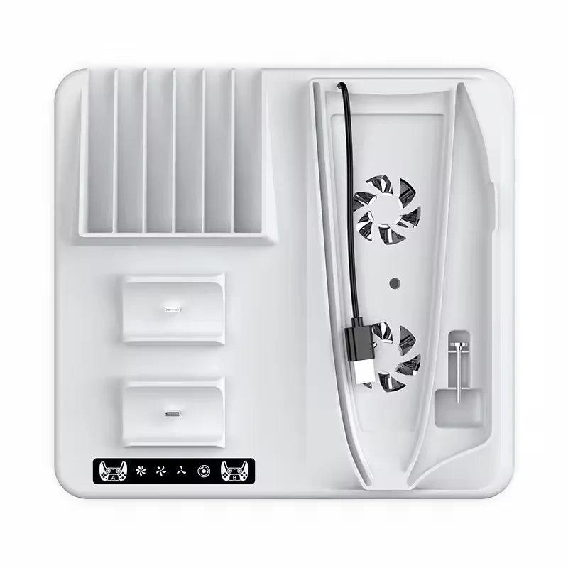 Multi-Function Cooling Fan Base Disc Storage Rack Game Controller Charger Station Headphone Mount Bracket for PS5 Slim Console